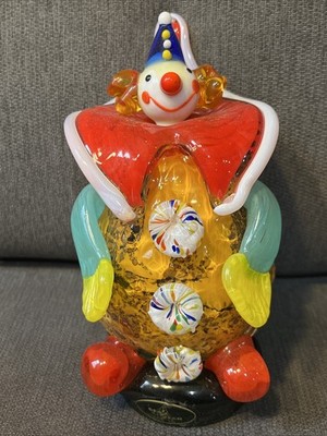 Rare GlasStar Bohemia Glass Clown Statue Czech Vintage Hand Blown