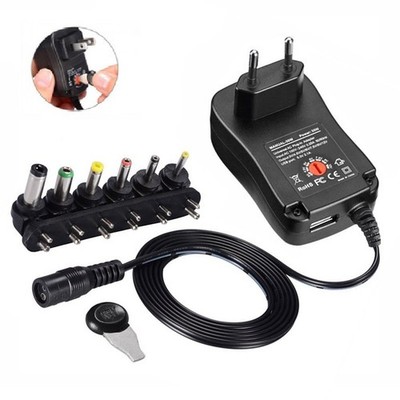30W Universal Netzteil 2.1A AC/DC 5V 6V 7,5V 9V 12V 3000mA + 6 Adapter Stecker