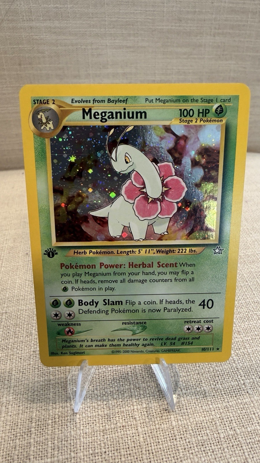 Pokémon Meganium Card Neo Genesis 10/111 100 HP 1st Edition Holo Rare 2000