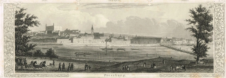Bratislava Pressburg Poszony ORIGINAL PRINT 1859 Slovakia Slovensko Hungary - Image 2 of 4
