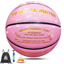 Wtopsbo Personalized Glitter Pink Basketball To My Daughter Gift Sparkle Glow
