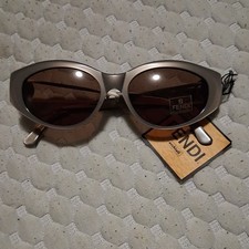 Fendi Women's Sunglasses FS 143 Champagne Cat Eye Metal Brown Tinted
