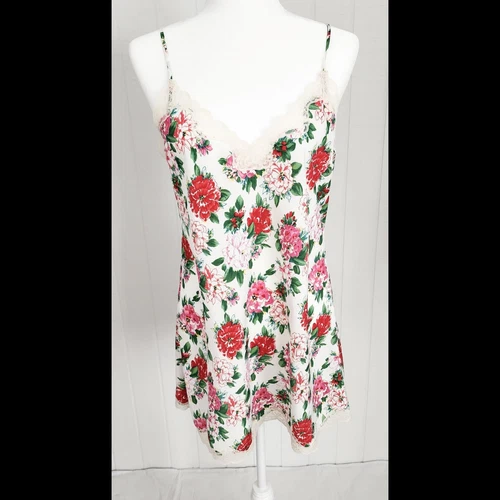 UNDERCOVER Abito Slip Vintage Victorias Secret Taglia S Poliestere Stampa Floreale Difetto Pizzo