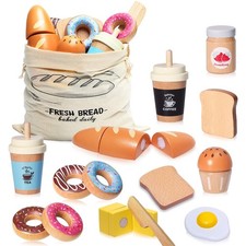 Wooden Bakery Playset for Kids - Pretend Play Food  Accessories, Ages 3 