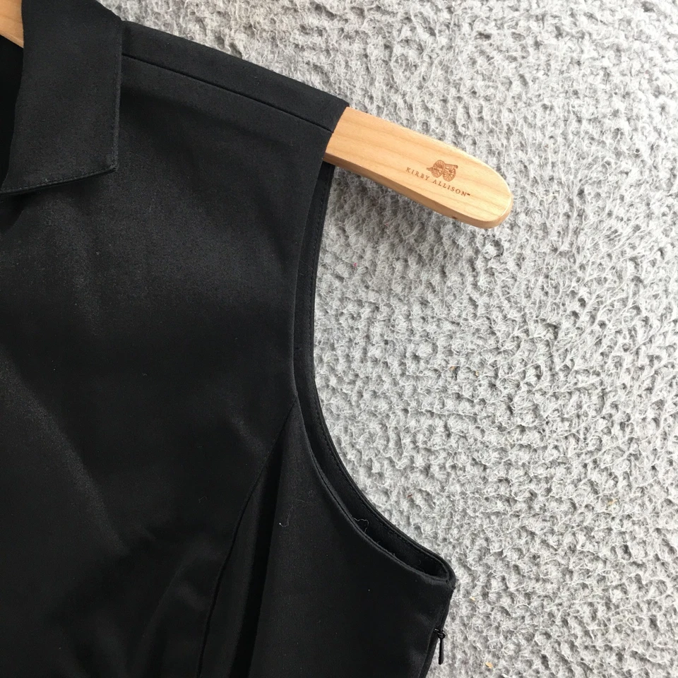 Vestido Anne Klein para mujer 12 negro sin mangas cremallera frontal hebilla cintura plisado Foto 4 de 4