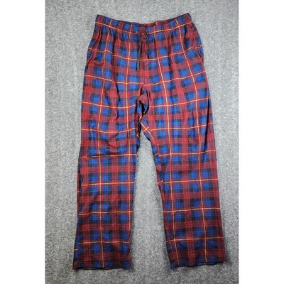 Open Trails Pajama Pants Mens Large Red Blue Plaid Drawstring Lounge Sleepwear
