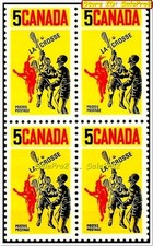 CANADA 1968 CANADIAN LA CROSSE GAMES MINT FACE 20 CENT MNH TOP COIL STAMP BLOCK