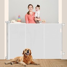 71 inch Retractable Baby Gates 48 inch Tall, Retractable Gate with Reinforced...