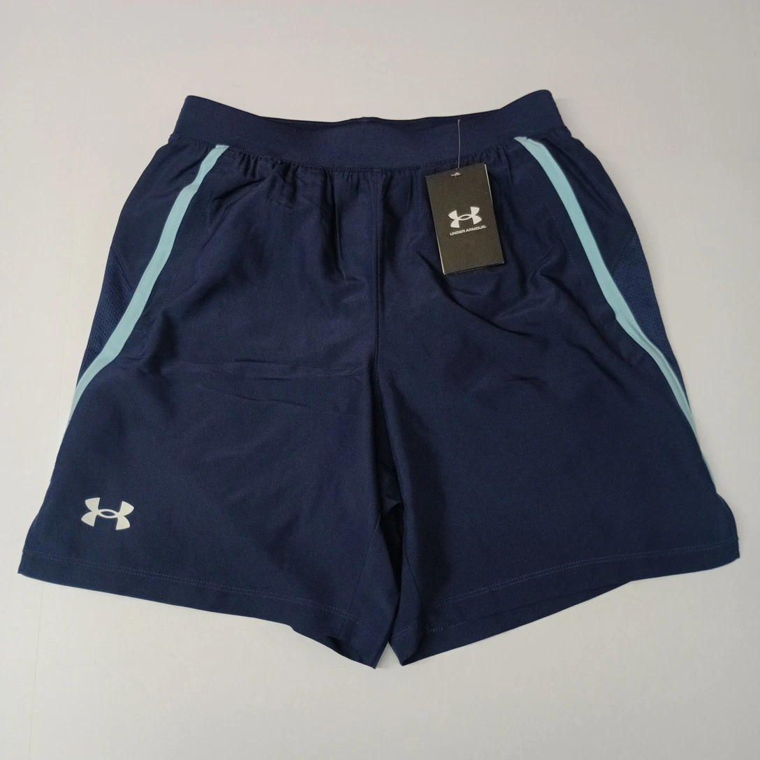 Under Armour Fitted Shorts Men's Size S Small Blue Drawstring Pockets 1382620
