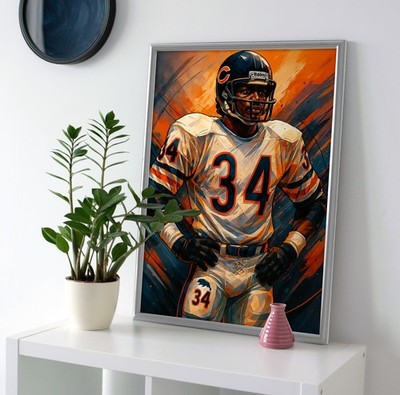 Walter Payton Poster or Canvas - Walter Payton Chicago Bears Wall Art Painting