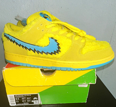 Nike SB Dunk Low Grateful Dead Yellow bear Yellow/Blue Skate Shoes Mens US 9.5