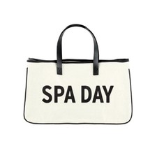 NEW SPA DAY Gray Canvas Tote Bag Genuine Waterproof Lining