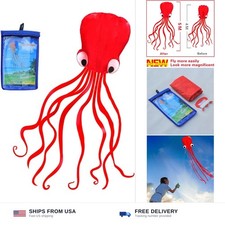 Soft octopus kite 31 inch wide easy fly colorful tail red beach park