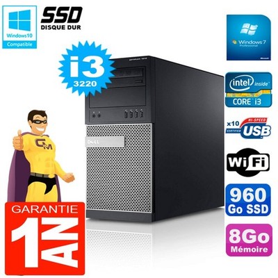 PC Tour DELL 7010 Core I3-3220 RAM 8GB Festplatte 960GB SSD Wifi W7