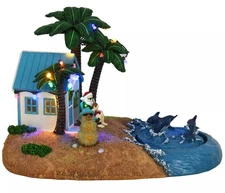 St Nicholas Square Village - Santa’s Beach House - LED Lighted  - New