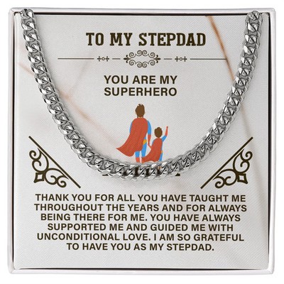 Amazing Step Dad, Thanks for putting up with my Mom - Cuban Link Chain Necklace