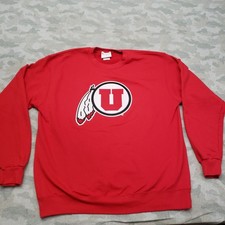 Utah Utes Sweatshirt Mens XL Red Champion Pullover Long Sleeve Y2K Embroidered