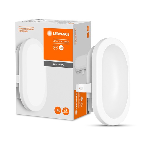 Ledvance Led AußEnleuchte Wandlampe Bulkhead Weiß IP54 6W 420Lm Kalt Kellerlampe-image