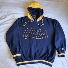 Vintage UCLA Bruins Starter Official College Navy Blue Yellow LG Pullover Hoodie
