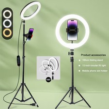 12" Ring Light Tripod Stand Phone Holder for Streaming Video Recording LED