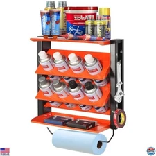 Wallmaster Heavy-Duty Spray Can Holder - Orange Wall Mount Rack, 8 Slots, 2