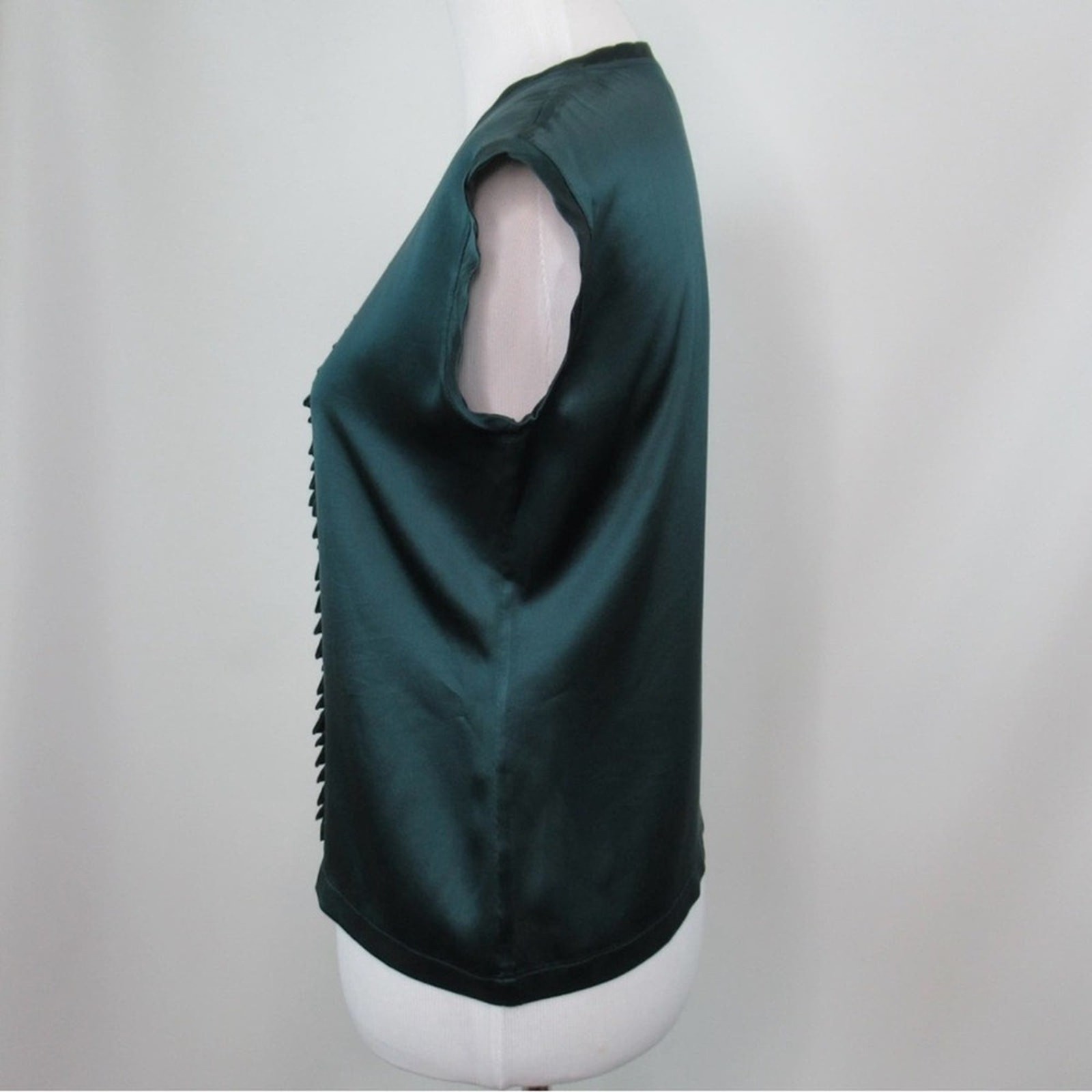 YVES SAINT LAURENT blusa donna verde in seta con cappuccio e maniche taglia small