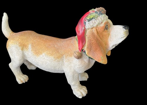 Cracker Barrel Santa Hat Dog Full Of Mischief Basset Hound Figurine - Picture 4 of 4