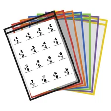 Thornton's Office Supplies Reusable Dry Erase Pockets, 9 x 12 Inches, Assorted C