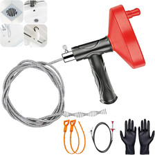 Drain Snake Auger 33 Ft, Plumbing Snake Drain Hair Clog Removal Tool, Heavy Duty