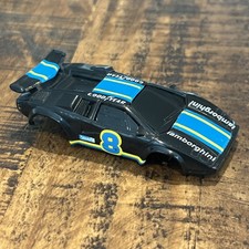 TYCO HO SCALE LAMBORGHINI BLACK w/ BLUE STRIPES Body Only