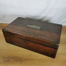 Vintage Writing Slope Box Mahogany with brass insert restoration Secret Drawers
