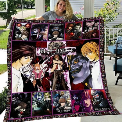 Dark Anime Notebook Style Flannel Blanket Soft Cozy Gothic Throw