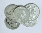 LOT OF 5 WASHINGTON SILVER QUARTERS 90% SILVER VARIOUS DATES #6542
