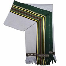Habirah Yemeni Cotton Shawl Multicoloured White Green