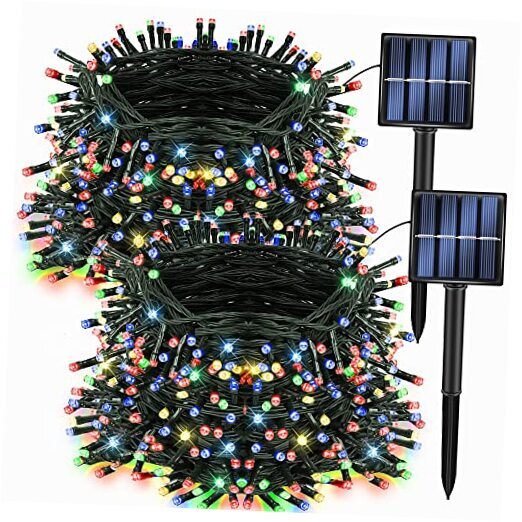 2 Pack Total 400LED 132FT Multi-Colored Christmas Solar String Multicolor