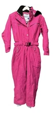 Vtg Obermeyer 1 Piece Snowsuit Ski Snow Hood Zip Insulated Women Sz 10 Pink EUC