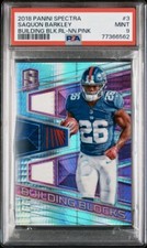 2018 Panini Spectra Saquon Barkley Building Blocks Relics RC Pink /15 PSA 9 Mint