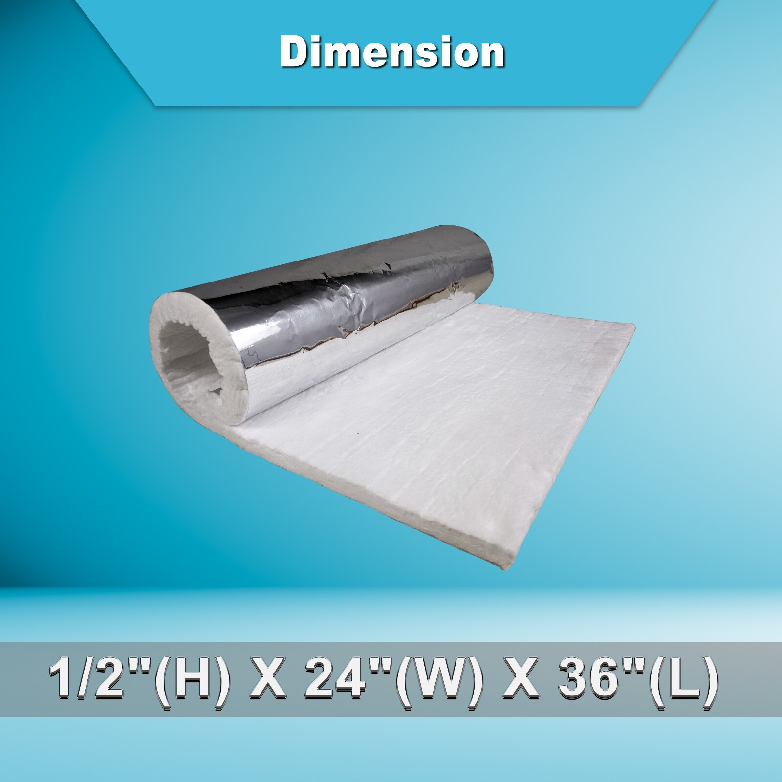 Foil Faced Ceramic Blanket 2300F 6 1/2" x 12" x 12'' HVAC Duct