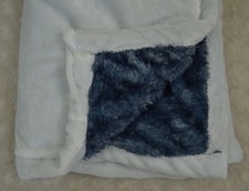 Momentum Brands Baby Blanket White Blue Plush Soft Security Lovey
