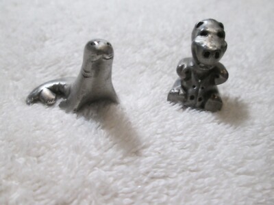 Vintage 1980's Pewter Figurine Lot Hippo And Seal C.A.T. Designs Hallmark