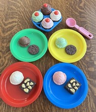 Fisher Price 1987 Dessert Set 2151 22pcs Party Lot -Ice Cream Cupcake Play Food