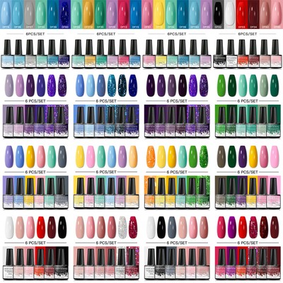 6pcs/set MEET ACROSS UV Gel Nails Soak off Glitter DIY Varnish Manicures 8ml