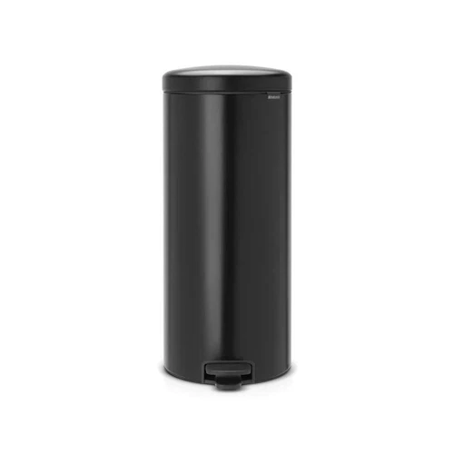 Brabantia 8 Gallon Matt Black Steel Step-On Trash Can 114540  