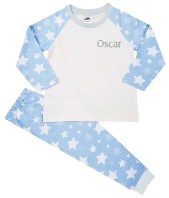 Personalised Boys Baby Pyjamas Childrens Name Star PJs 6 Months - 8 Years