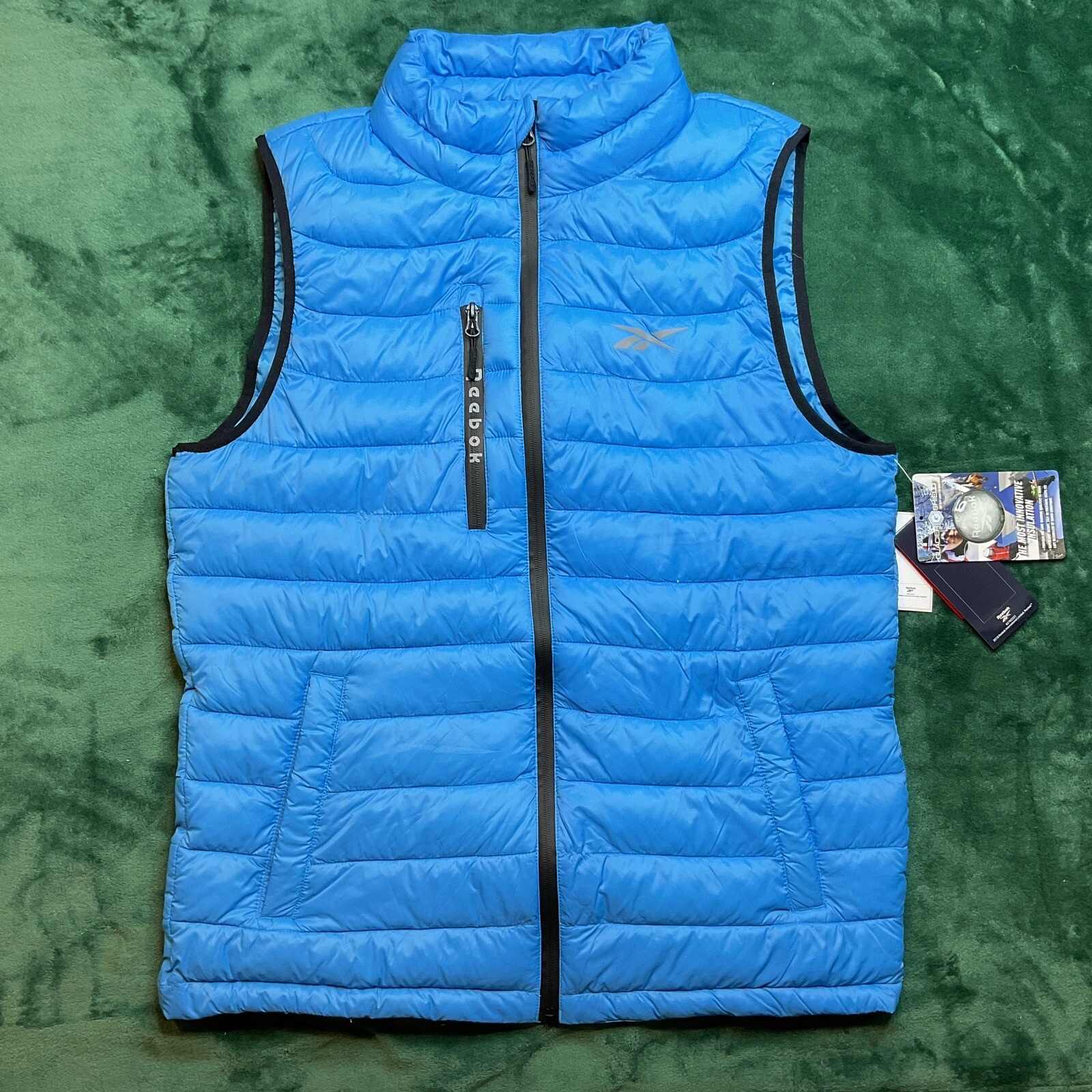 $125 NWT Reebok Light Arctic Blue Glacier Shield Puffer Vest - Men's MEDIUM