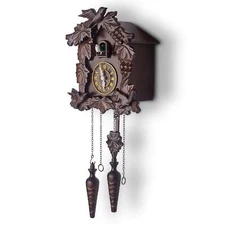 Kendal Cuckoo Clock Handcrafted Solid Wood w/ Night Silencer and Bird Decoration