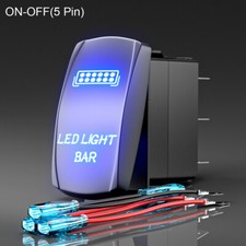 1pcs SPST 12V Laser Etched Toggle Rocker Switch 5pin For LED Light Bar
