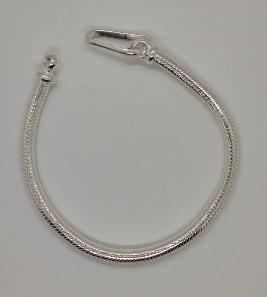 BRACCIALE SNAKE SERPENTE ARGENTO 700 UOMO TIBETANO CODA TOPO INDIA CM 20.9 S3.1 - Immagine 2 di 4