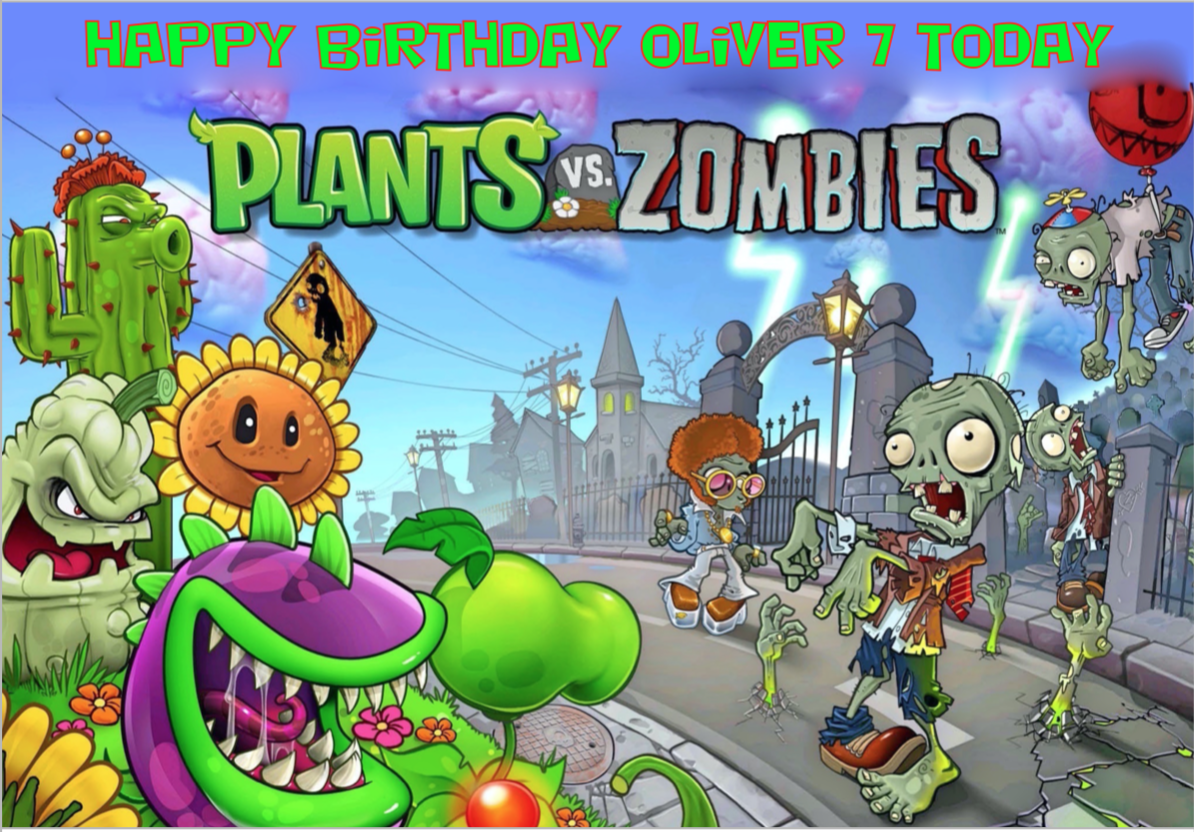 Happy Birthday Plants Vs Zombie Cartoons Glitter Plants Vs Zombies