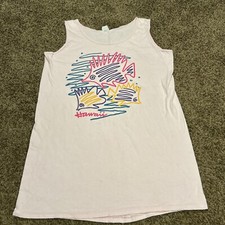 Vintage 80s Hawaii Tank Top Sleep T Shirt Adult One Size Pink USA Made A33